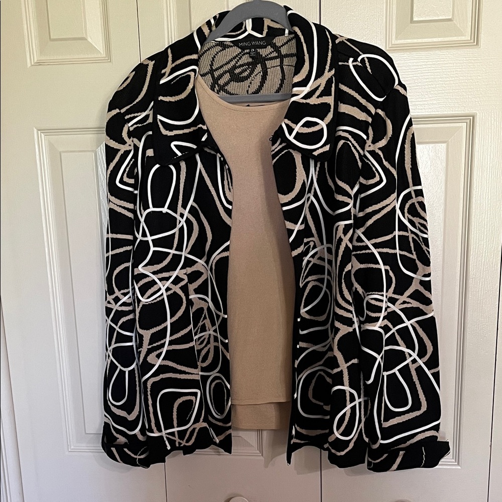Ming Wang Black Jacket with Cream & White  Loops 3X comes with tank top 1X